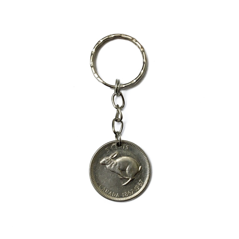 Lucky Rabbit Coin Keychain, Vintage 1967